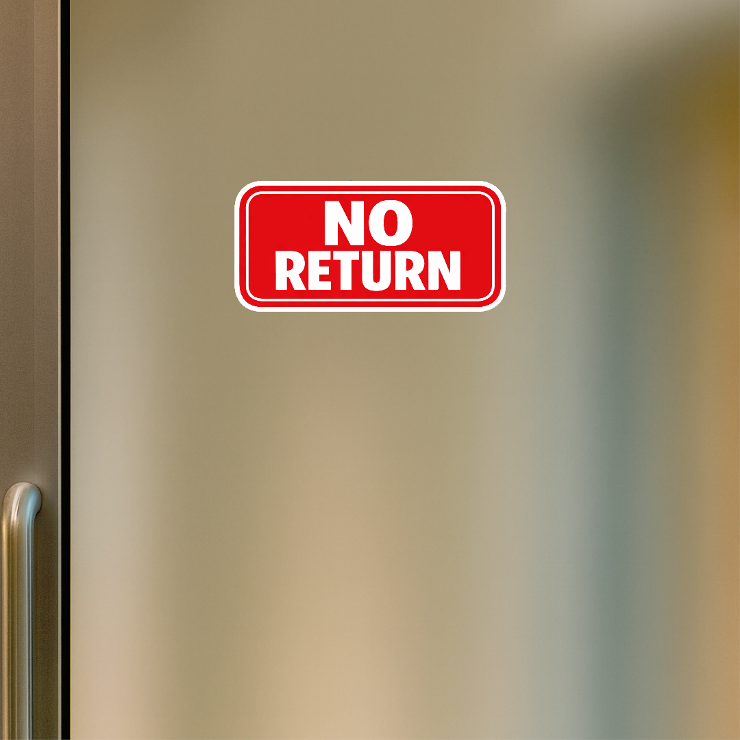 Smeeps No Return Sticker – 14 × 6.61 cm (5.5 × 2.6 Inch) Waterproof Vinyl Shop Sign | Retail Policy Warning Sticker | UV Resistant Washproof Door & Counter Decal | Pack of 1