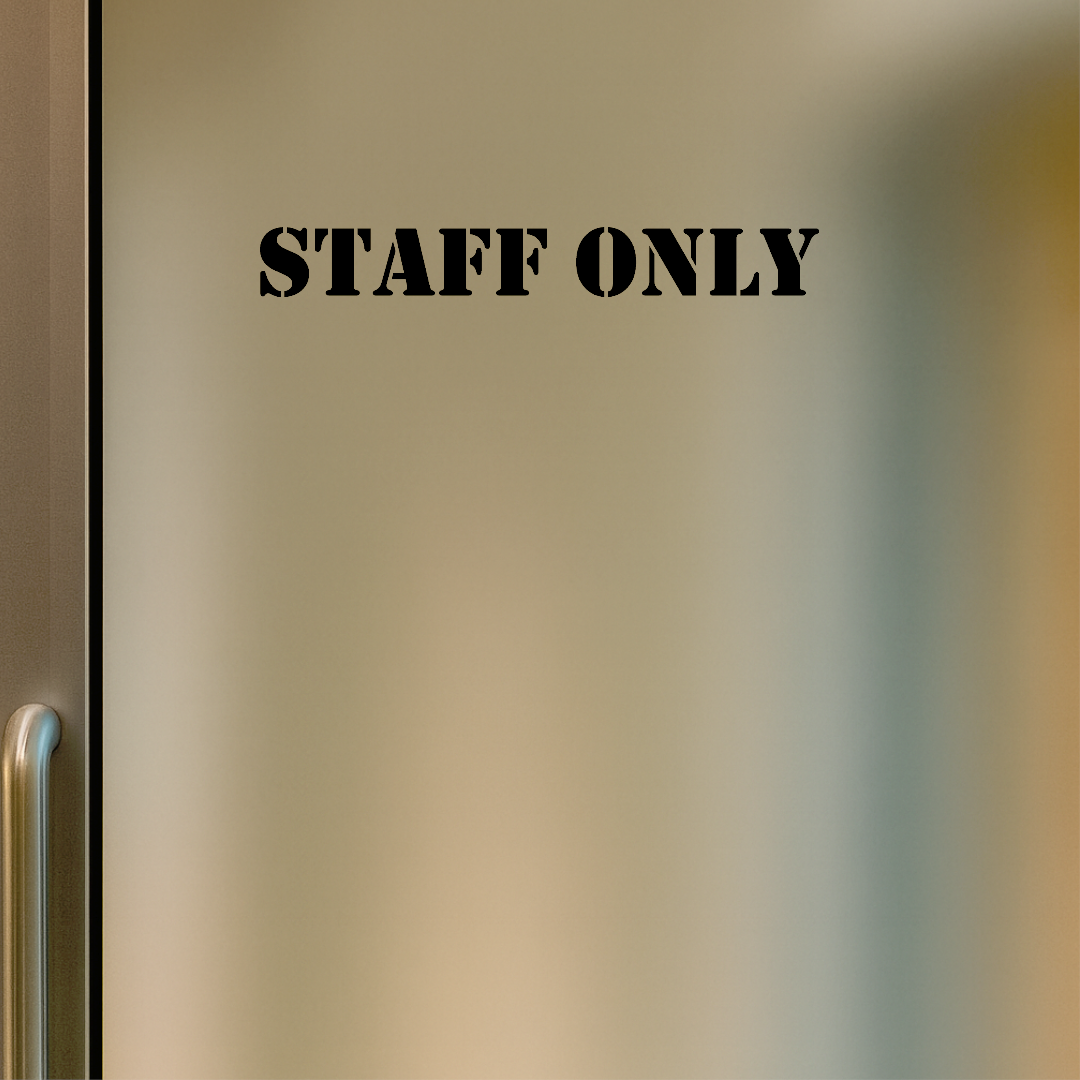 Smeeps Staff Only Sticker – 24.1 x 3 cm Door & Wall Safety Sign | Bold Black Text | Waterproof & Durable Vinyl Label
