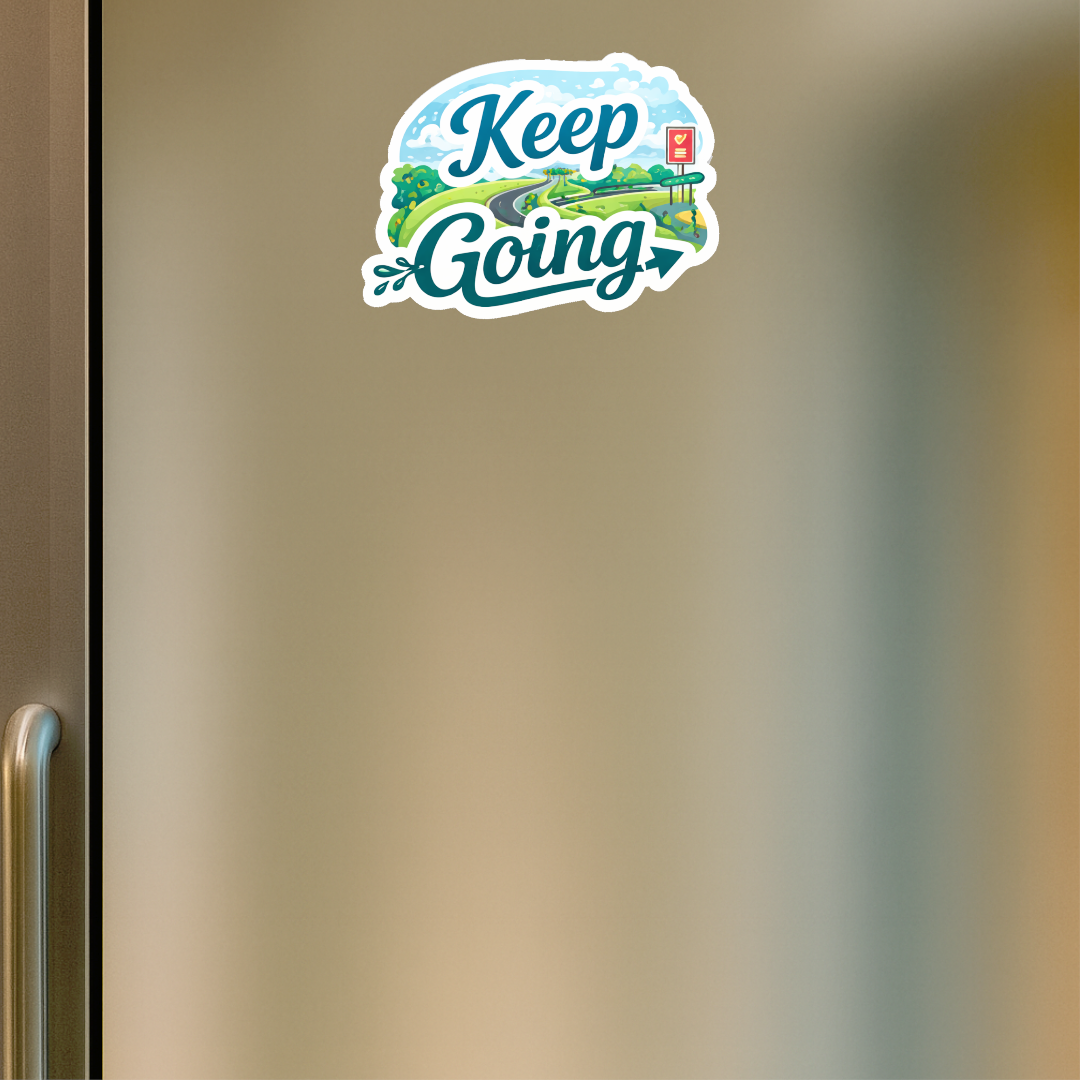 Smeeps Keep Going Sticker – 10.16 × 7.62 cm (4 × 3 Inch) Motivational Quote Vinyl Sticker | Waterproof UV Resistant Wash Proof Durable