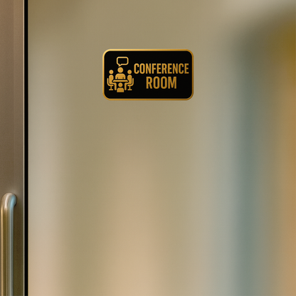 Smeeps Conference Room Door Sticker – 26.67 x 15.24 cm Premium Gold & Black Vinyl Sign | Waterproof, Durable & Easy Application