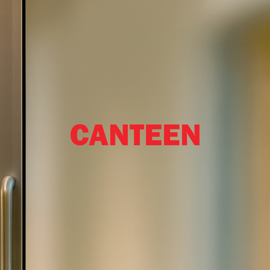 Smeeps Canteen Sticker – 12 x 2 cm Red Text Label | Waterproof & Durable Vinyl Sign for Offices, Schools & Canteens