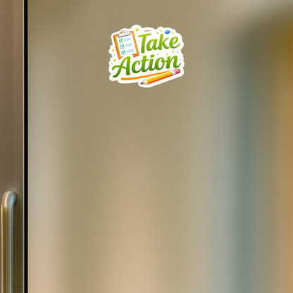 Smeeps Take Action Sticker – 10.16 × 8.39 cm (4 × 3.3 Inch) Motivational Quote Vinyl Sticker | Waterproof UV Resistant Wash Proof Durable