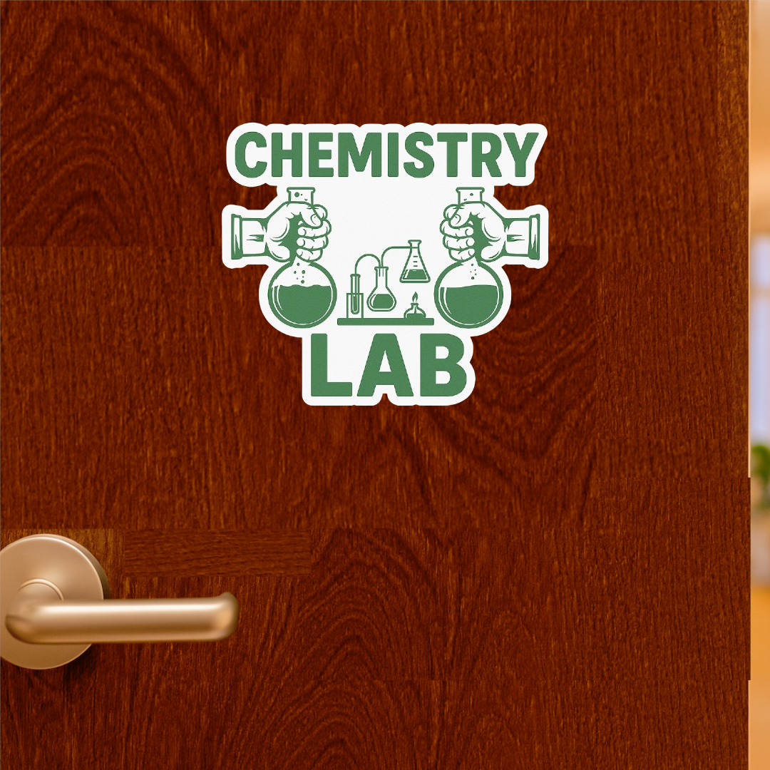 Smeeps Chemistry Lab Sticker – 10.16 x 11.43 cm Vintage Science Design | Hands Holding Flasks | Waterproof & UV-Resistant Vinyl