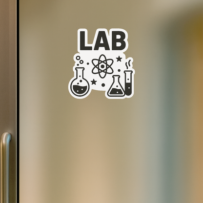 Smeeps Lab Science Sticker – 10.16 x 9.4 cm Chemistry & Biology Vinyl Decal | Beakers, Flasks & Atomic Design | Waterproof Classroom & Laptop Sticker