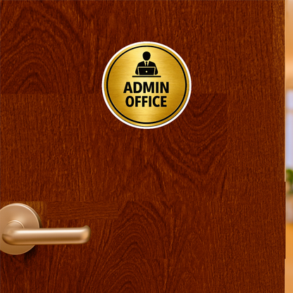 Smeeps Admin Office Door Sign Sticker – 15.50 × 15.24 cm (6.1 × 6 Inch) Waterproof Office Name Plate Vinyl Sticker for Cabin, Workplace & Reception | Premium Gold Finish | Pack of 1