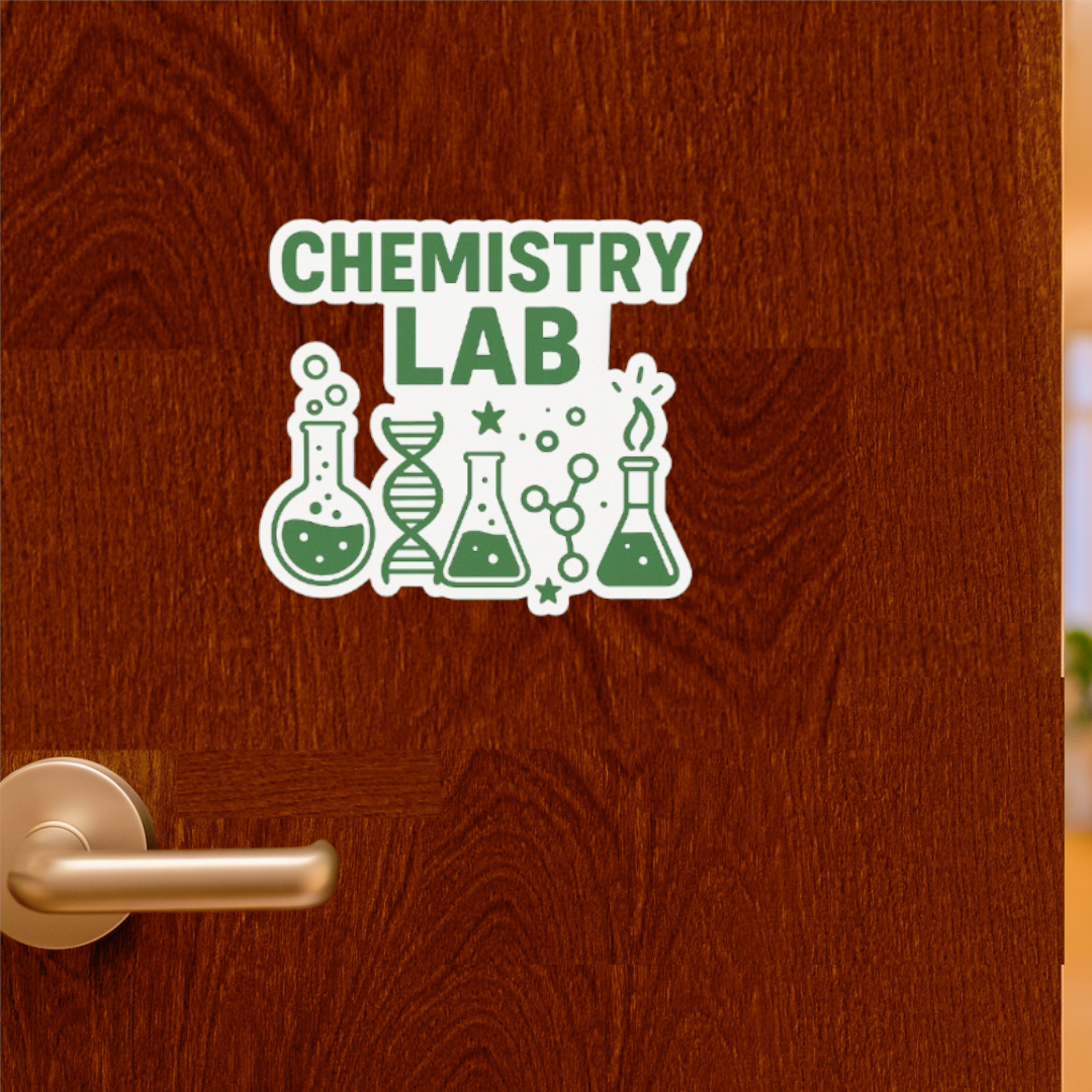 Smeeps Chemistry Lab Sticker – 10.16 x 11.18 cm Science Theme Vinyl Decal | Beakers, DNA & Molecule Design | Waterproof & Durable