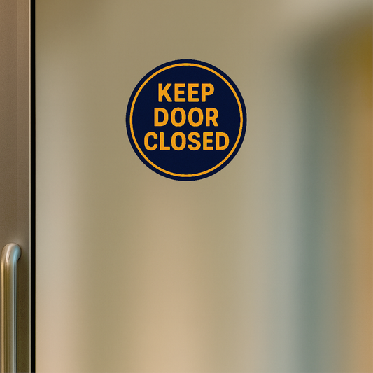 Smeeps Keep Door Closed Sticker – 11.43 x 11.43 cm Round Safety Vinyl Decal | Bold Warning Sign | Waterproof & Durable