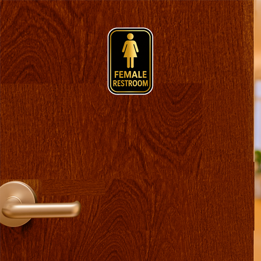 Smeeps Female Restroom Sticker – 10.16 x 15.24 cm Premium Gold & Black Door Sign | Waterproof, Durable & Easy Application
