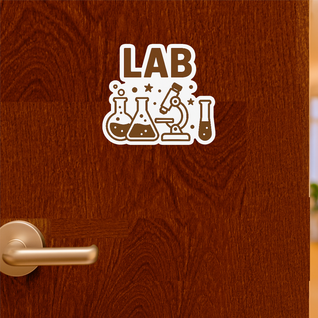 Smeeps LAB Sticker – 9.15 x 10.16 cm Science Lab Vinyl Decal | Microscopes & Beakers Design | Waterproof & Durable