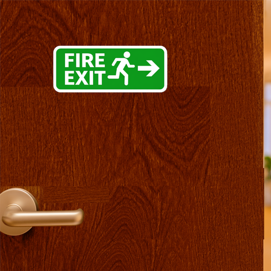 Smeeps Fire Exit Direction Sign Sticker – 13.97 cm (5.5 Inch) Safety Vinyl Decal | Waterproof UV Resistant Emergency Exit Sticker