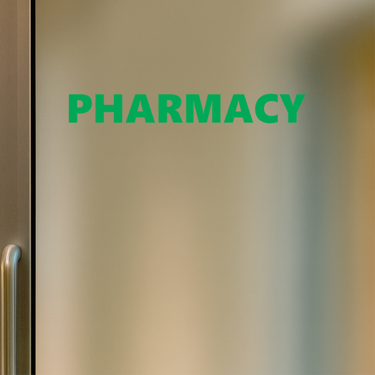Smeeps Pharmacy Sticker – 24.47 x 3 cm Medical Shop Vinyl Label | Green Text Signage | Waterproof & UV-Resistant Professional Sticker