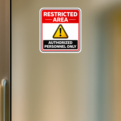 Smeeps Restricted Area Warning Sticker – 15.24 × 13.97 cm (6 × 5.5 Inch) Safety Sign Vinyl Decal for Door, Wall & Gate | Waterproof UV Resistant Industrial Sticker