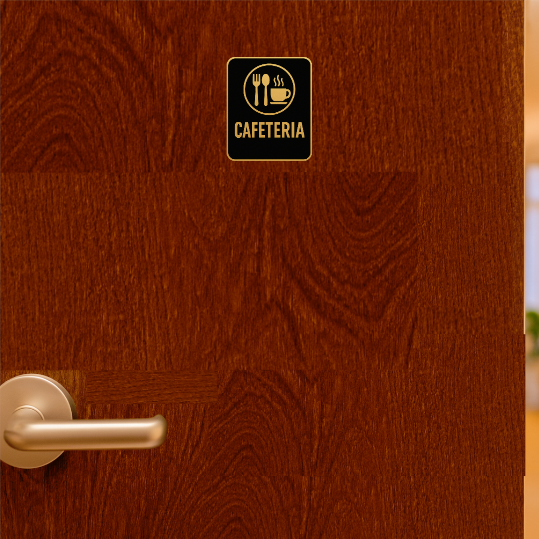 Smeeps Cafeteria Door Sticker – 12.7 x 15.24 cm Office Signage | Gold & Black Premium Vinyl | Waterproof, Durable & Easy to Apply