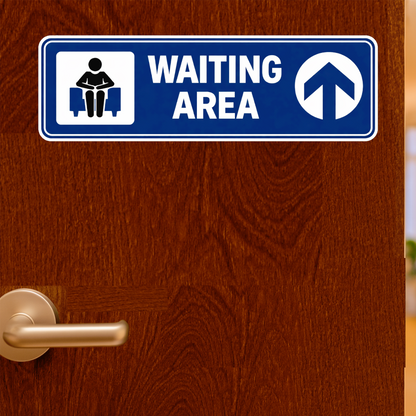 Smeeps Waiting Area Direction Sticker – 16.26 × 5.08 cm (6.4 × 2 Inch) Premium Vinyl Sign | Waiting Area Guidance Sticker with Arrow | Waterproof UV Resistant Wash Proof | Pack of 1