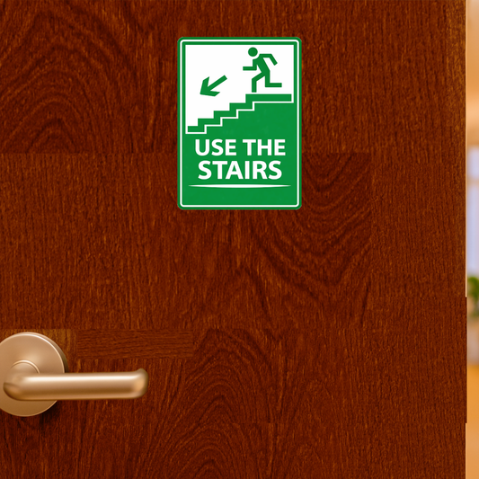 Smeeps Use The Stairs Sticker – 13.97 × 10.16 cm (5.5 × 4 Inch) Staircase Direction Safety Vinyl Sign | Waterproof UV Resistant Wash Proof Durable