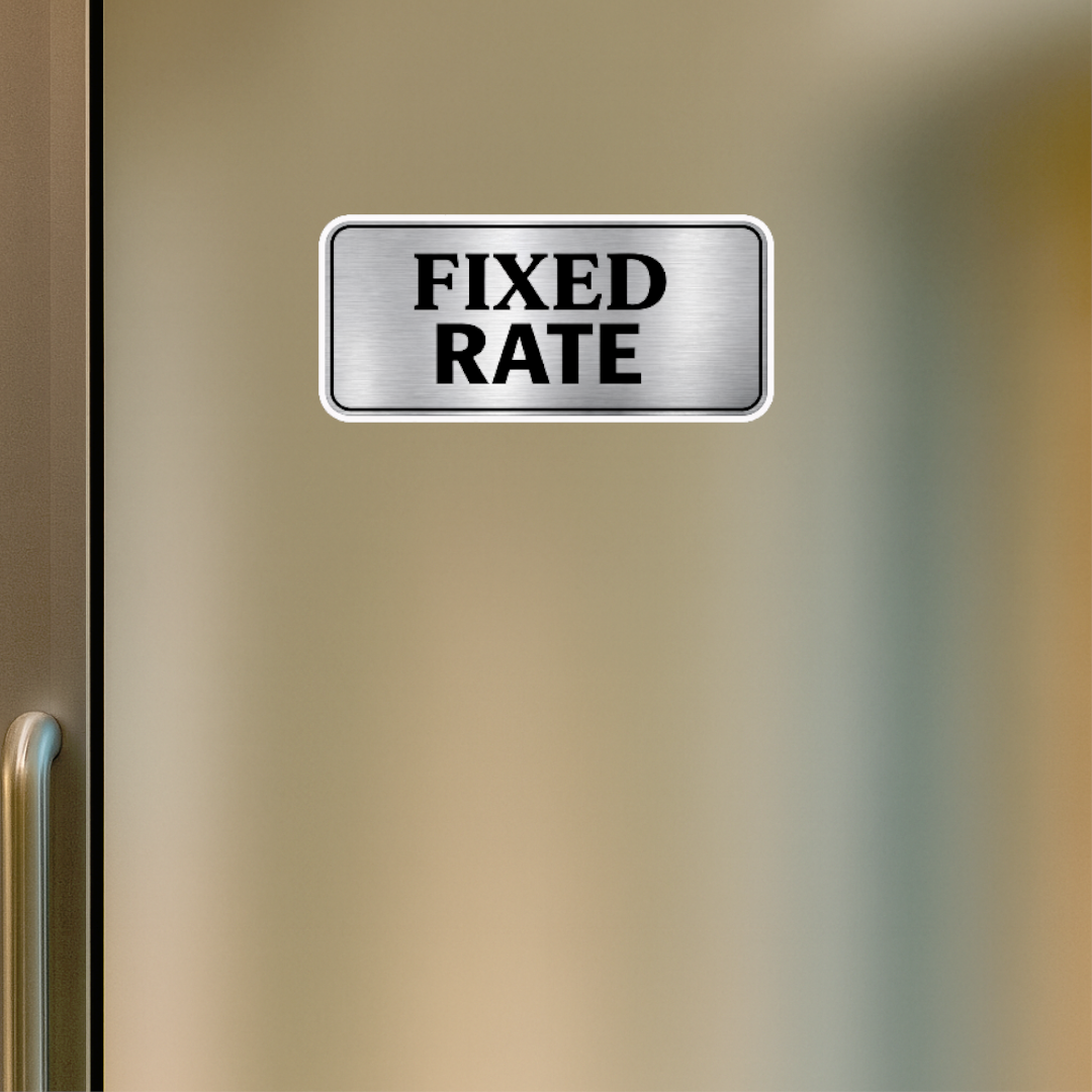 Smeeps Fixed Rate Door Sticker – 15.24 × 6.86 cm (6 × 2.7 Inch) Waterproof Business Sign Sticker for Shop, Store, Office & Reception | UV Resistant | Wash Proof | Pack of 1