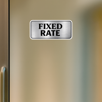 Smeeps Fixed Rate Door Sticker – 15.24 × 6.86 cm (6 × 2.7 Inch) Waterproof Business Sign Sticker for Shop, Store, Office & Reception | UV Resistant | Wash Proof | Pack of 1