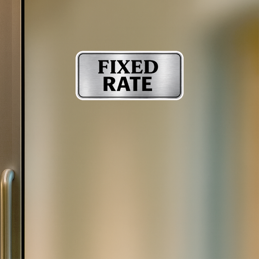 Smeeps Fixed Rate Door Sticker – 15.24 × 6.86 cm (6 × 2.7 Inch) Waterproof Business Sign Sticker for Shop, Store, Office & Reception | UV Resistant | Wash Proof | Pack of 1