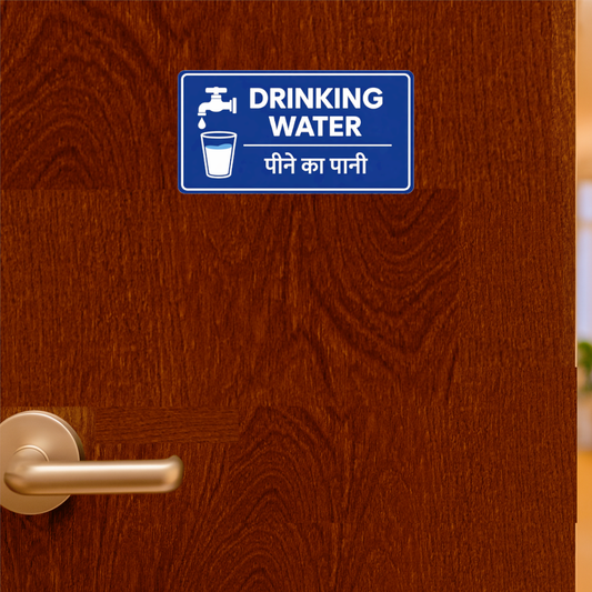 Smeeps Drinking Water Sign Sticker – 10.16 × 5.08 cm (4 × 2 Inch) Bilingual Drinking Water Vinyl Label (English & Hindi) | Waterproof UV Resistant Wash Proof