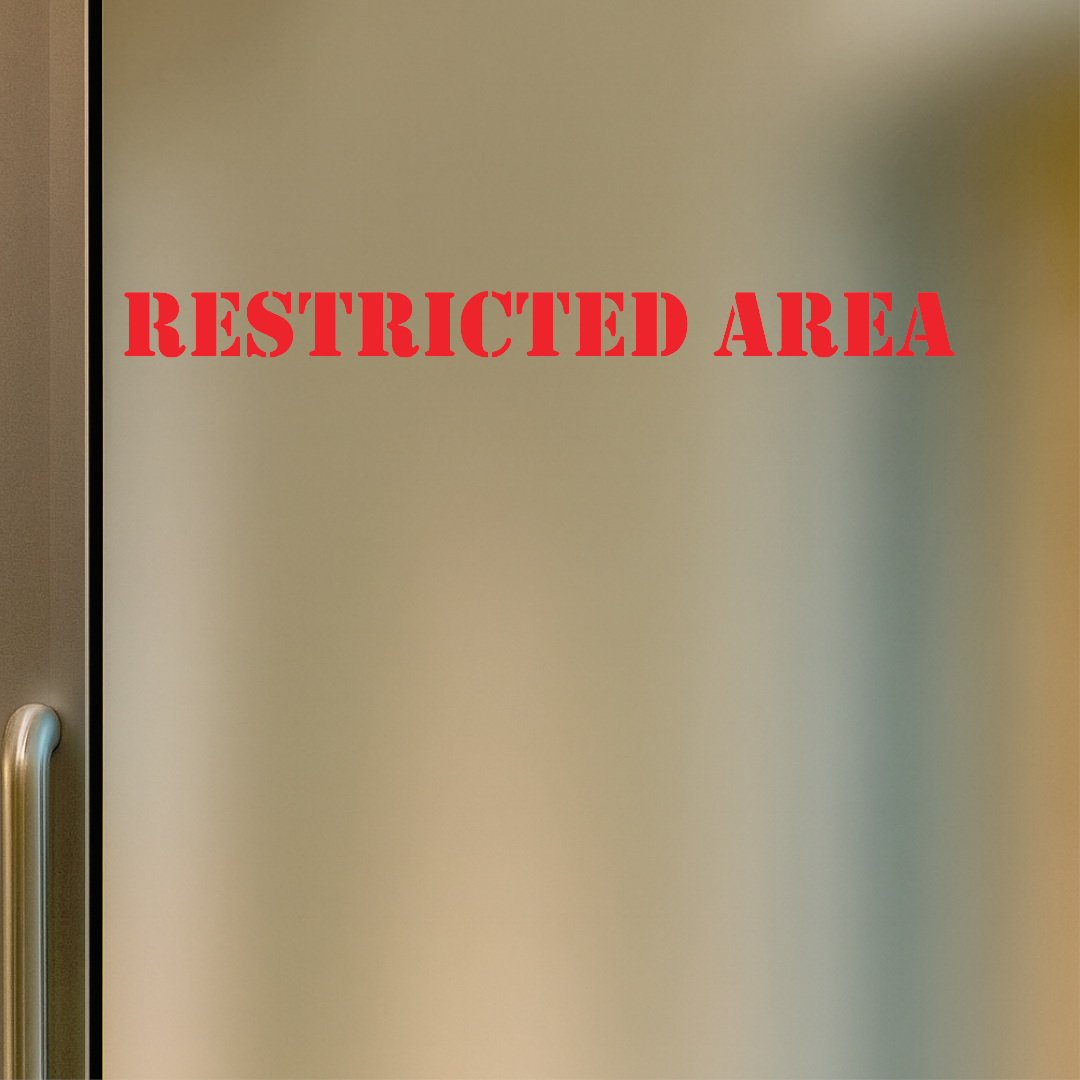 Smeeps Restricted Area Sticker – 37.7 x 3 cm Safety Warning Vinyl Decal | High-Visibility Red Text | Waterproof & Durable