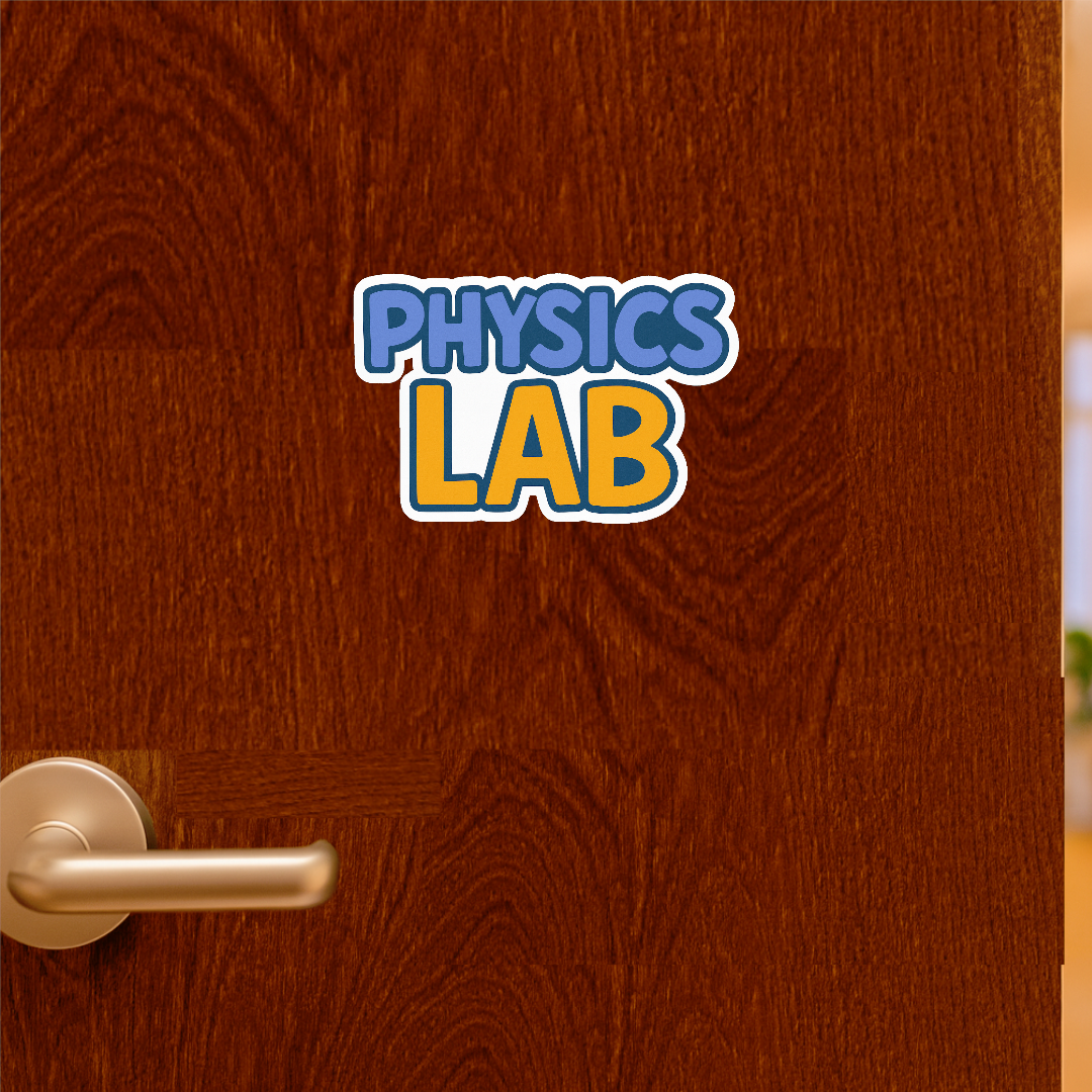 Smeeps Physics Lab Sticker – 7.62 x 11.43 cm Classroom Door & Wall Vinyl Decal | Colorful Science Theme | Waterproof & Durable