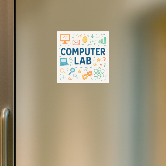 Smeeps Computer Lab Sticker – 10.16 x 10.16 cm Coding & Technology Theme | Colorful Classroom Label | Waterproof & UV-Resistant Vinyl