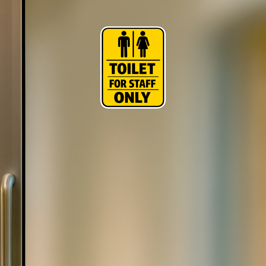 Smeeps Toilet for Staff Only Sticker – 17.78 × 14 cm (7 × 5.5 Inch) Waterproof Vinyl Staff Washroom Notice Sign | UV Resistant Wash Proof Office Toilet Sticker | Pack of 1