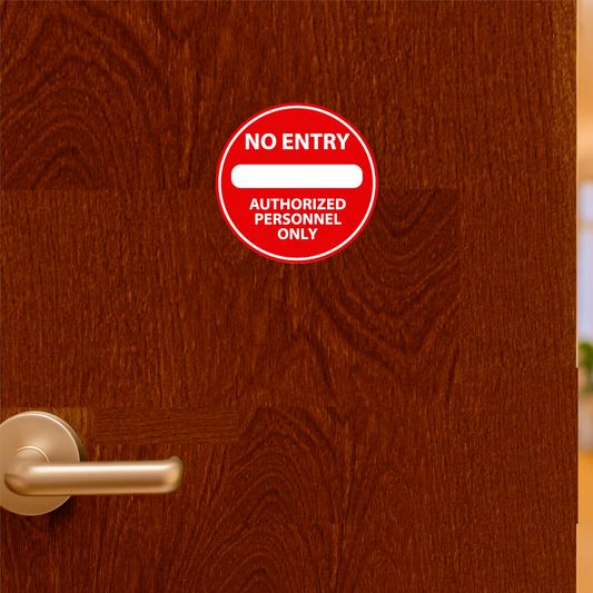 Smeeps No Entry Sticker – 15.24 × 15.24 cm (6 × 6 Inch) Authorized Personnel Only Round Safety Sign | Waterproof UV Resistant Wash Proof Durable Vinyl