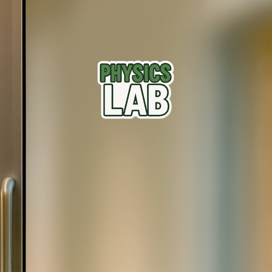 Smeeps Physics Lab Sticker – 8.63 x 11.43 cm Classroom Door Label | Science Laboratory Vinyl Decal | Waterproof & Durable Signage