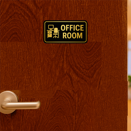 Smeeps Office Room Sticker – 28.96 x 15.24 cm Gold & Black Door Sign | Waterproof, Durable & High-Visibility Vinyl