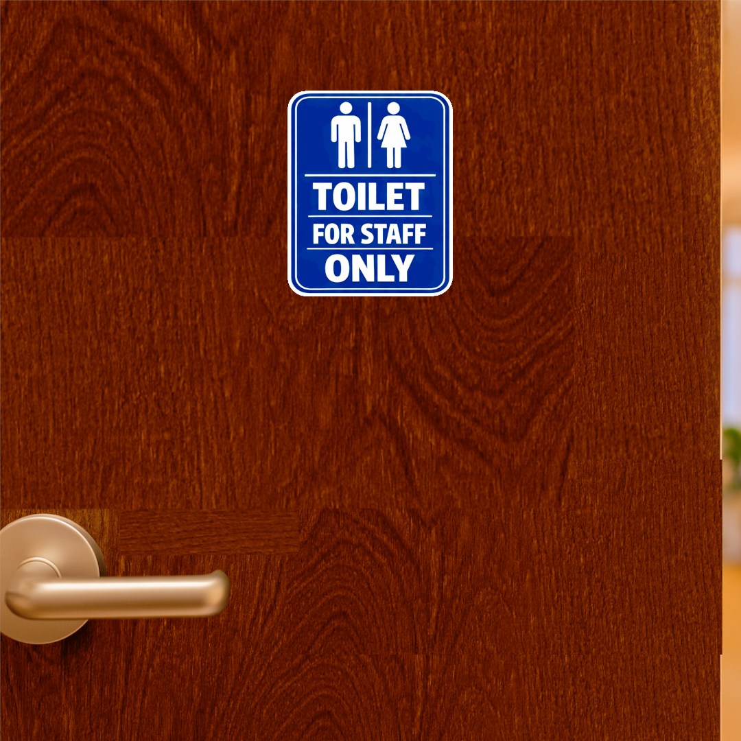 Smeeps Toilet for Staff Only Sticker – 17.78 × 14.23 cm (7 × 5.6 Inch) Waterproof Vinyl Staff Washroom Sign Board | UV Resistant Wash Proof Office Toilet Notice Sticker | Pack of 1
