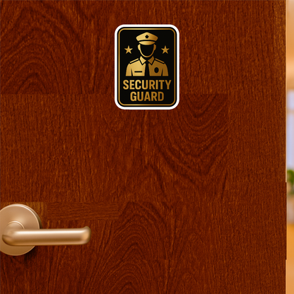 Smeeps Security Guard Sticker – 11.69 x 15.24 cm Gold & Black Notice Sign | Waterproof, Durable & High-Visibility Vinyl