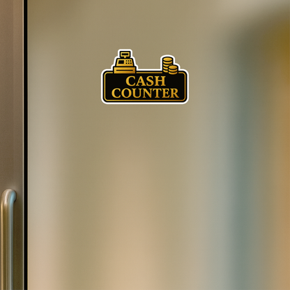 Smeeps Cash Counter Sticker – 24.39 x 15.24 cm Premium Gold & Black Vinyl Sign | Waterproof, Durable & Easy Peel Application