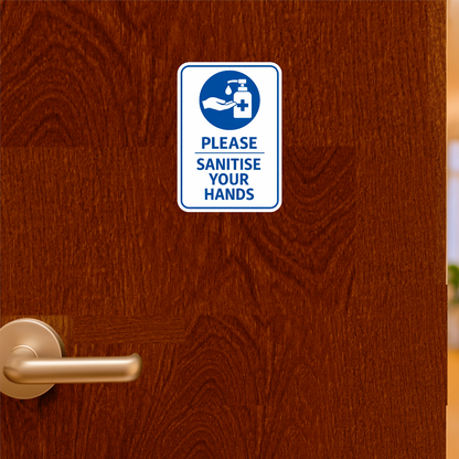 Smeeps Please Sanitise Your Hands Sticker – 17.78 × 12.20 cm (7 × 4.8 Inch) Waterproof Hygiene Safety Sign for Office, Hospital, School & Shop Entrance | UV Resistant | Wash Proof | Pack of 1