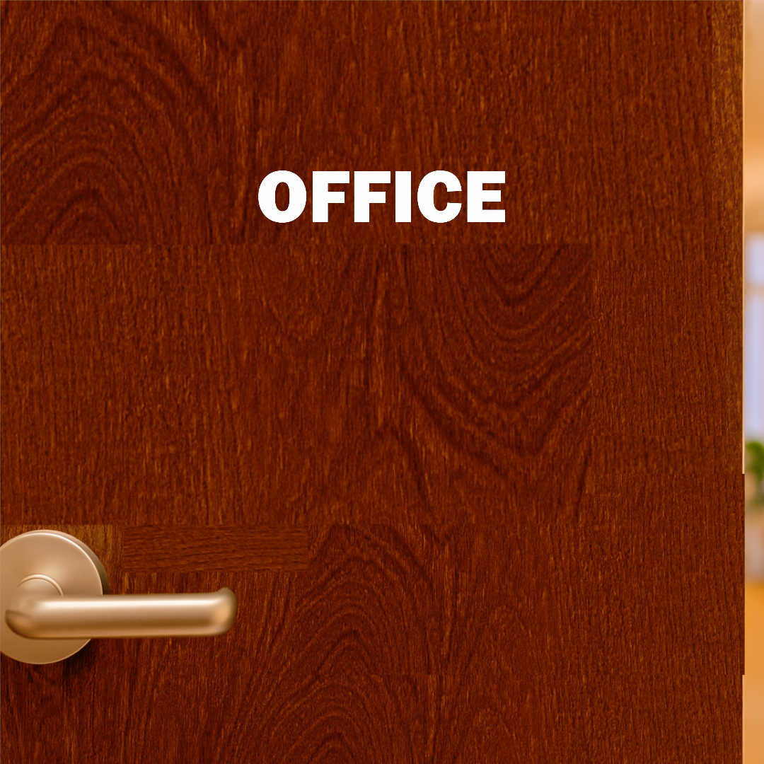 Smeeps Office Door Sticker – 9.5 x 2 cm White Text Vinyl Label | Waterproof, Wash-Proof & Durable Office Signage
