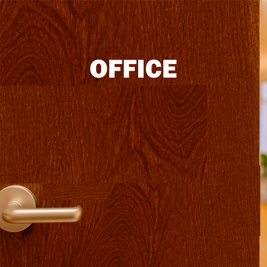 Smeeps Office Door Sticker – 9.5 x 2 cm White Text Vinyl Label | Waterproof, Wash-Proof & Durable Office Signage
