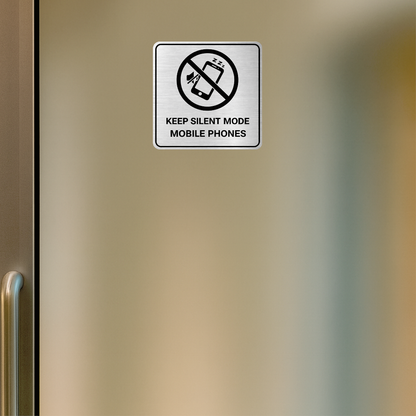 Smeeps Keep Silent Mode Mobile Phones Sticker – 12.7 × 12.7 cm  No Mobile Sound Instruction Vinyl Sign, Waterproof UV Resistant Wash Proof Pack of 1