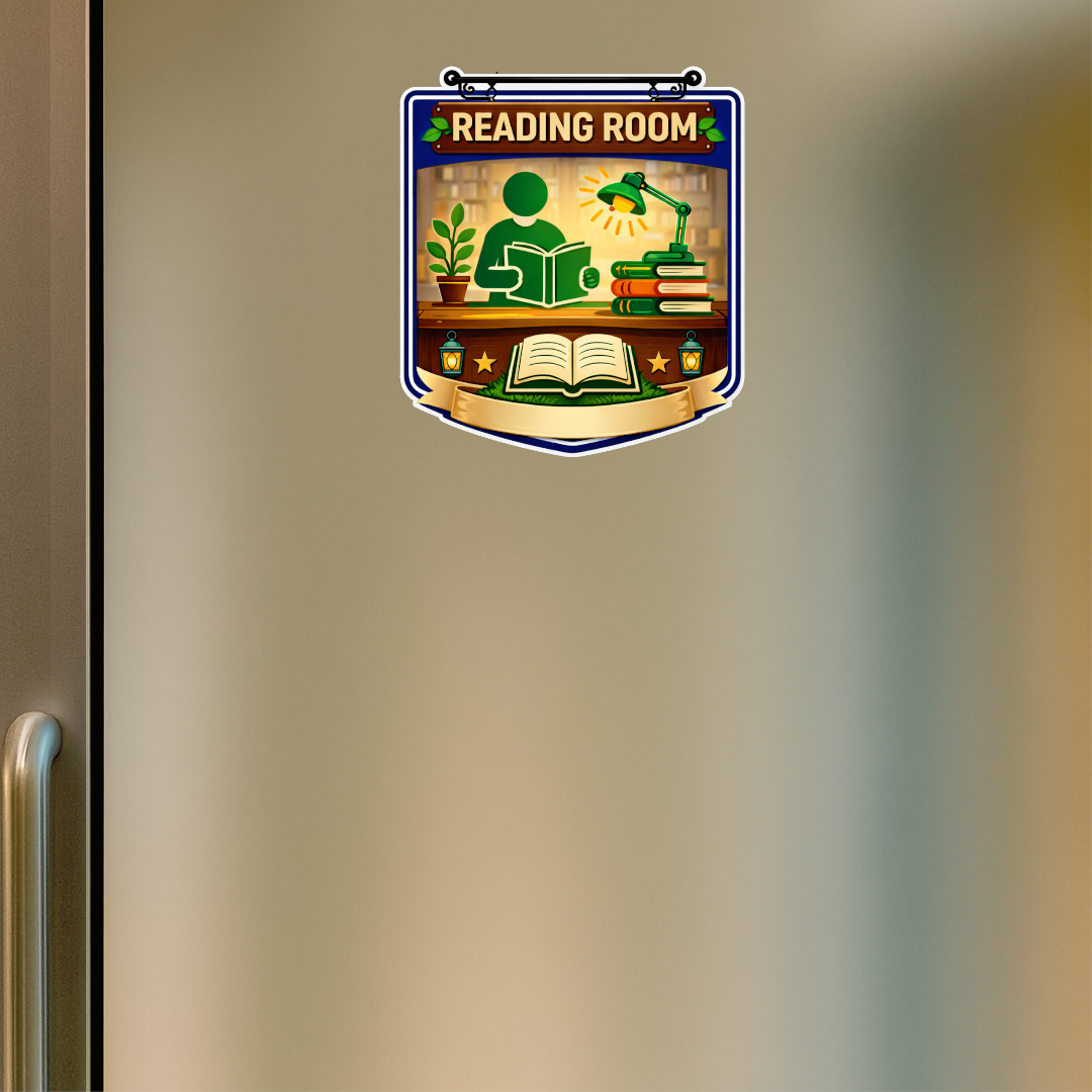 Smeeps Reading Room Sticker – 12.7 × 12.7 cm (5 × 5 Inch) Premium Vinyl Decal | Creative Reading Room Illustration Design | Waterproof UV Resistant Wash Proof | Pack of 1