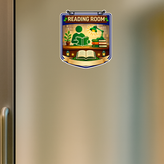 Smeeps Reading Room Sticker – 12.7 × 12.7 cm (5 × 5 Inch) Premium Vinyl Decal | Creative Reading Room Illustration Design | Waterproof UV Resistant Wash Proof | Pack of 1