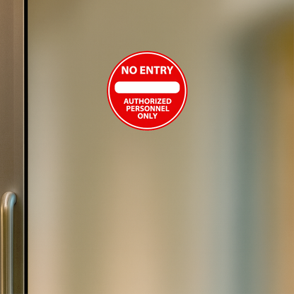 Smeeps No Entry Sticker – 15.24 × 15.24 cm (6 × 6 Inch) Authorized Personnel Only Round Safety Sign | Waterproof UV Resistant Wash Proof Durable Vinyl