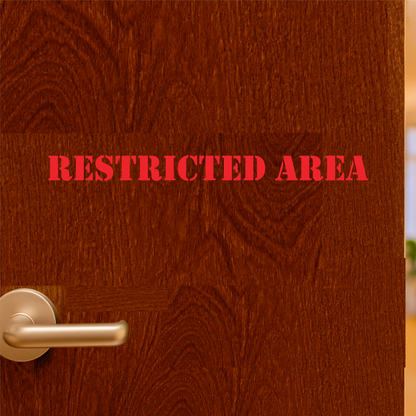 Smeeps Restricted Area Sticker – 37.7 x 3 cm Safety Warning Vinyl Decal | High-Visibility Red Text | Waterproof & Durable