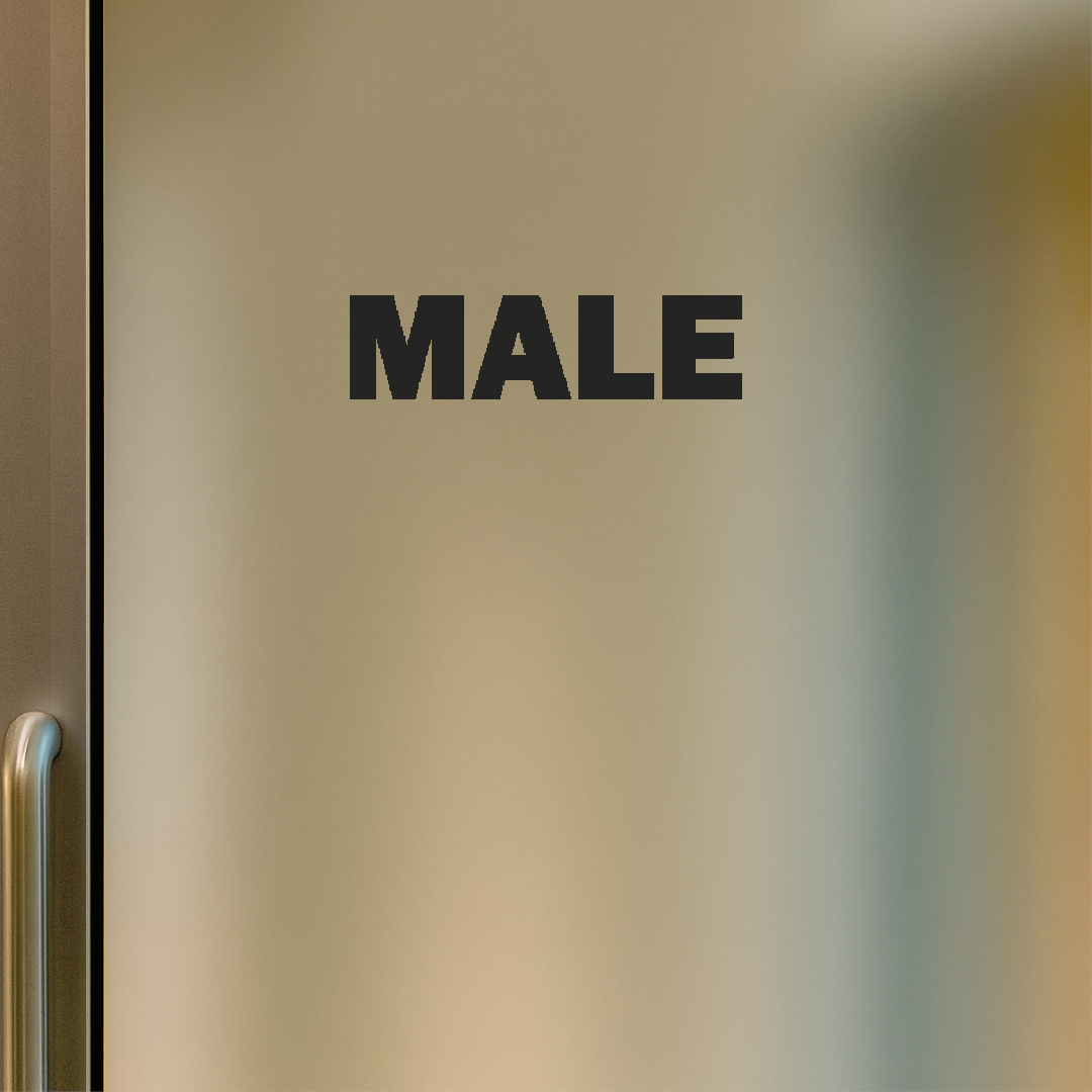 Smeeps Male Sticker – 5.7 x 1.5 cm White Text Vinyl Label | Waterproof, Durable Restroom Door Sign