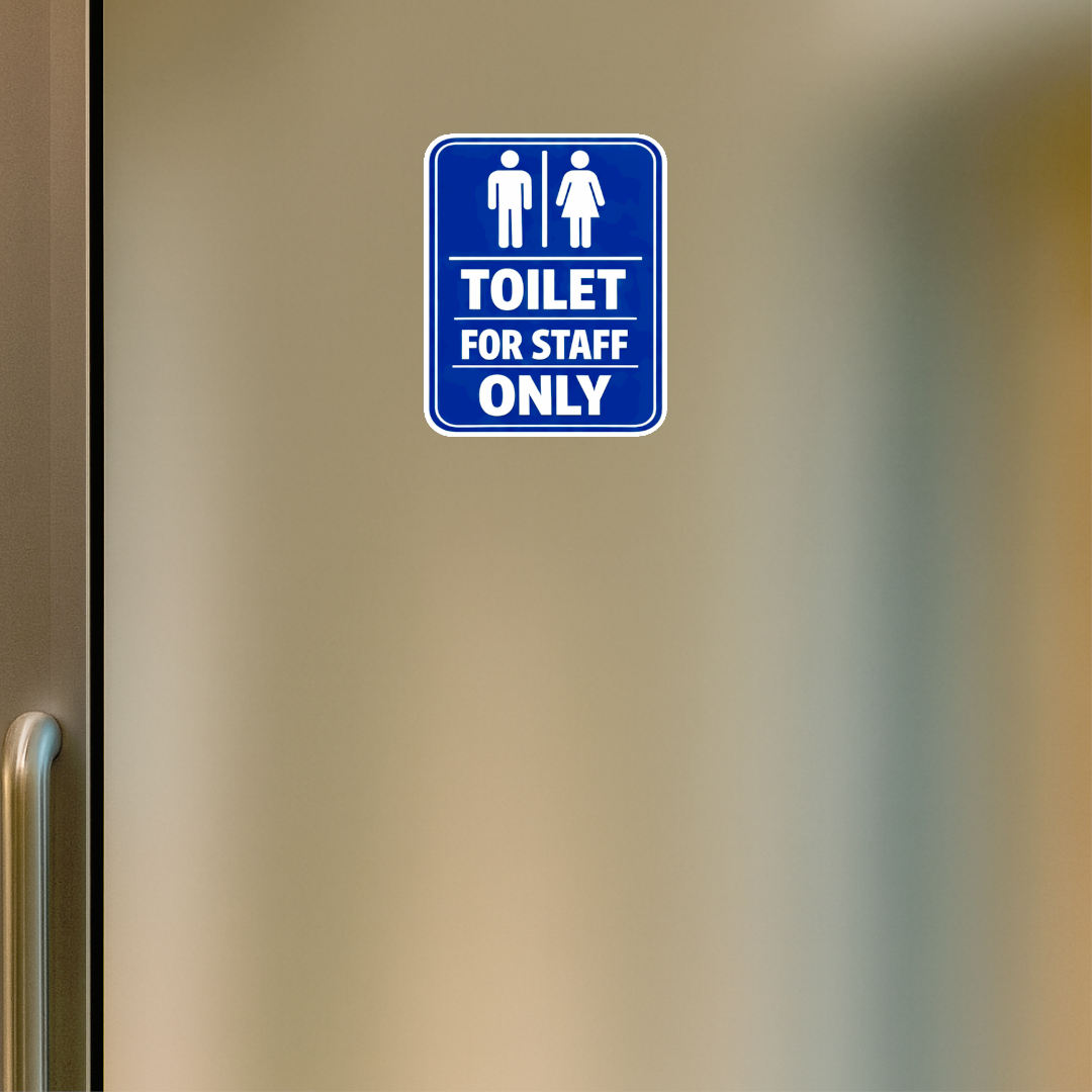 Smeeps Toilet for Staff Only Sticker – 17.78 × 14.23 cm (7 × 5.6 Inch) Waterproof Vinyl Staff Washroom Sign Board | UV Resistant Wash Proof Office Toilet Notice Sticker | Pack of 1