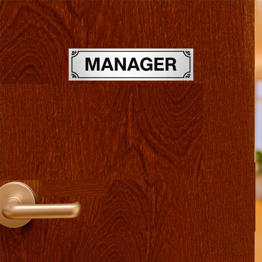 Smeeps Manager Office Name Plate Sticker – 14.74 × 3.81 cm (5.8 × 1.5 Inch) Professional Door Cabin Vinyl Label | Waterproof UV Resistant Wash Proof Durable