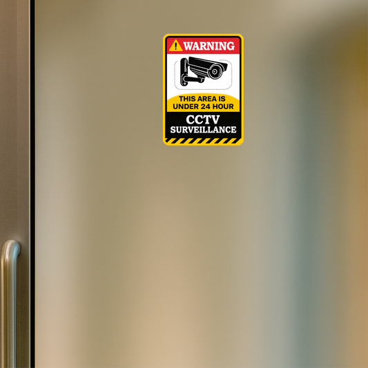 Smeeps Warning: This Area Is Under 24 Hour CCTV Surveillance Sticker – 20.32 × 14.48 cm (8 × 5.7 Inch) Security Camera Warning Vinyl Sign | Waterproof UV Resistant Wash Proof Durable