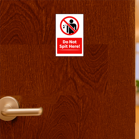 Smeeps Do Not Spit Here Sticker – 13.97 × 9.15 cm (5.5 × 3.6 Inch) No Spitting Warning Vinyl Sign | Waterproof UV Resistant Wash Proof Durable