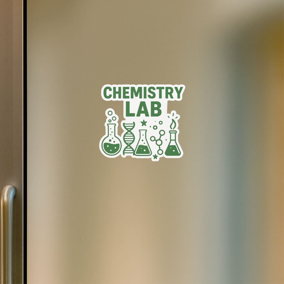 Smeeps Chemistry Lab Sticker – 10.16 x 11.18 cm Science Theme Vinyl Decal | Beakers, DNA & Molecule Design | Waterproof & Durable