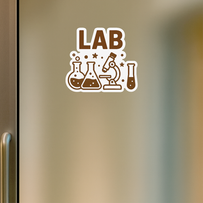 Smeeps LAB Sticker – 9.15 x 10.16 cm Science Lab Vinyl Decal | Microscopes & Beakers Design | Waterproof & Durable