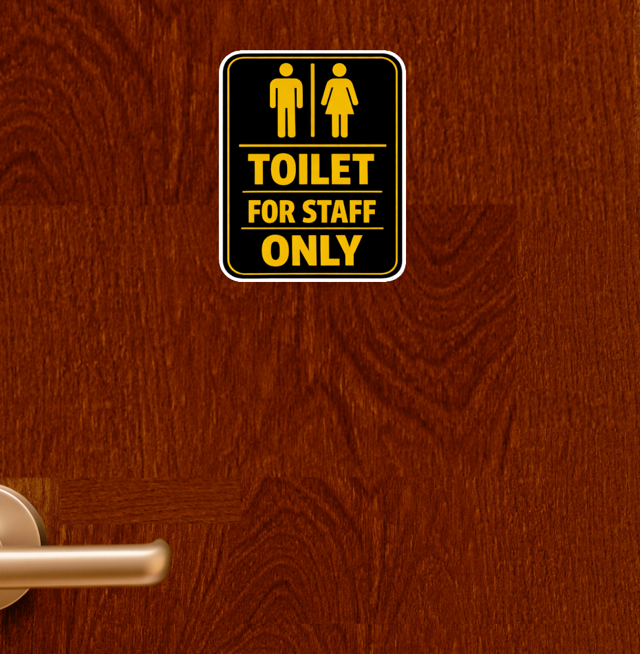 Smeeps Toilet for Staff Only Notice Sticker – 17.78 × 14.23 cm (7 × 5.6 Inch) Waterproof Vinyl Washroom Sign | UV Resistant Washproof Staff Toilet Sticker | Pack of 1