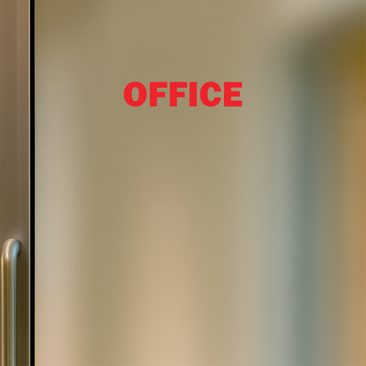 Smeeps Office Door Sticker – 9.5 x 2 cm Red Text Vinyl Label | Waterproof, Wash-Proof & Durable Office Signage